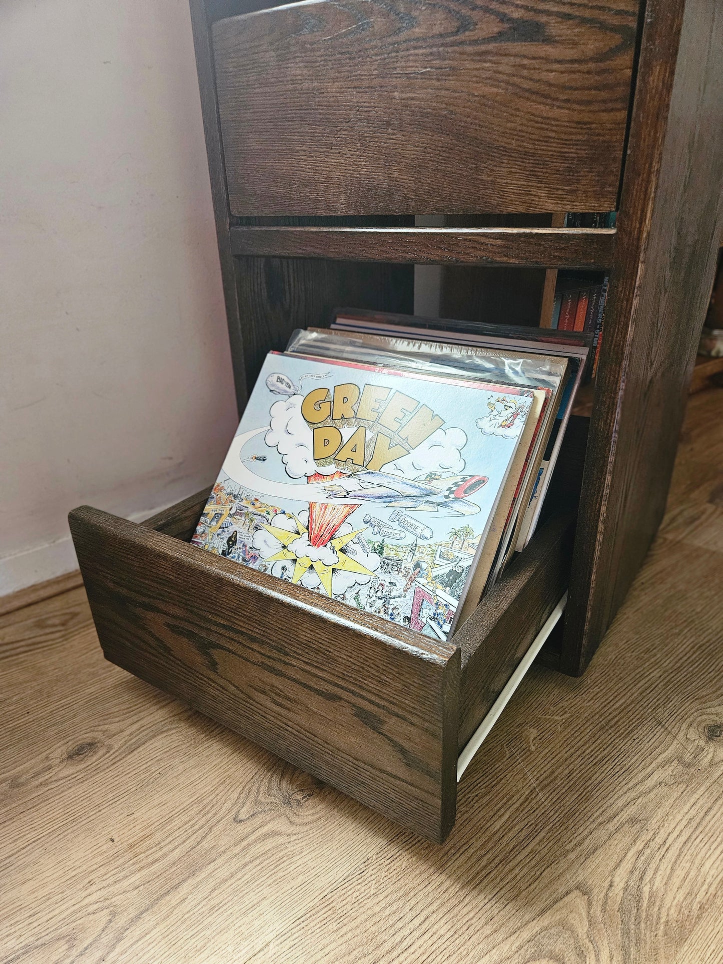 Dark Oak Vinyl Storage Filing Unit