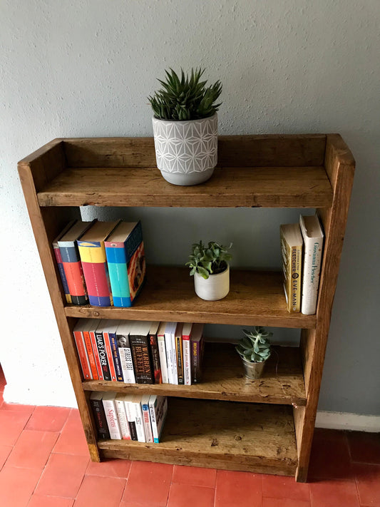 Rustic Pine bookcase with a stripped pine wax finish. Bookcase is made of pine