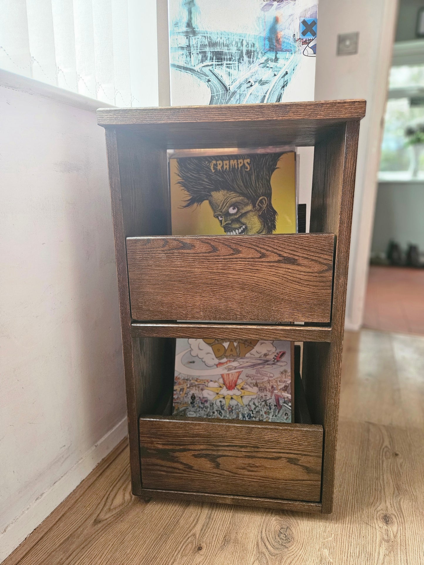 Dark Oak Vinyl Storage Filing Unit
