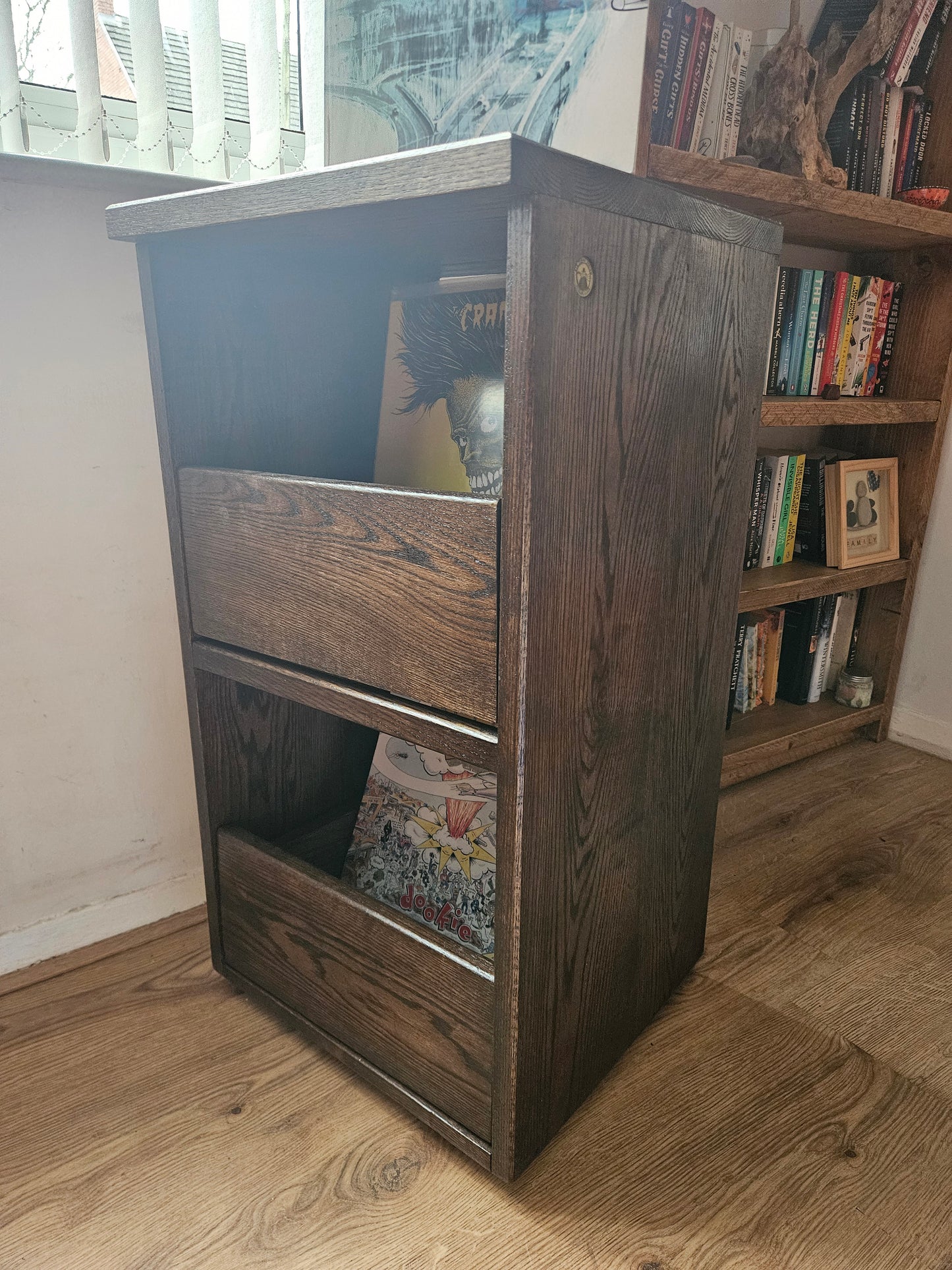 Dark Oak Vinyl Storage Filing Unit