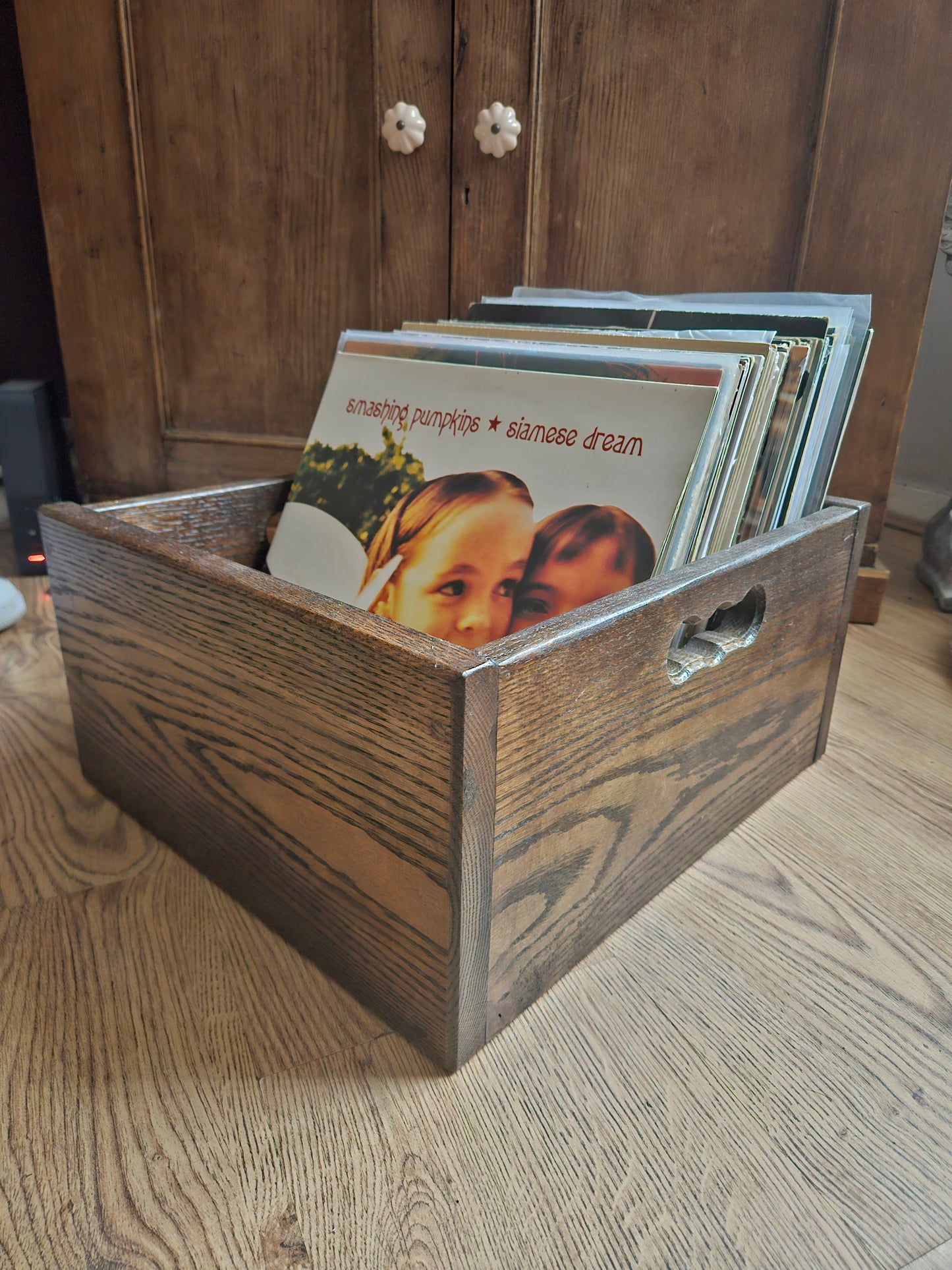 Dark Oak Vinyl Record Storage Crate